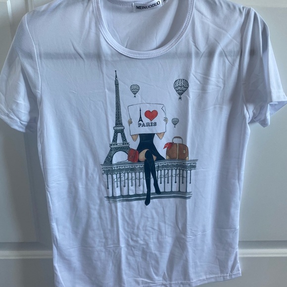 Paris printed White T-shirt M - Picture 3 of 3